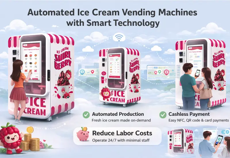 Comercio de máquinas expendedoras automatizadas de helados: cómo la tecnología inteligente reduce los costos laborales