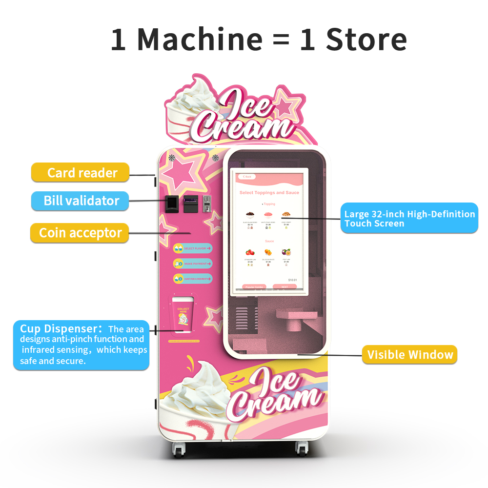 Máquina vendedora de gelato automática comercial