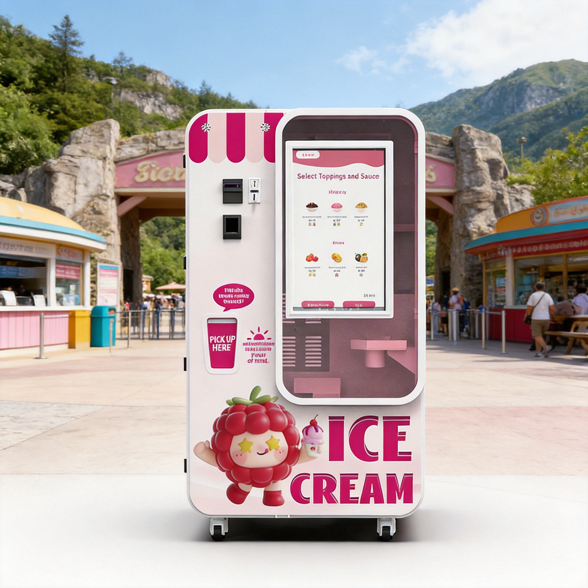 Máquina expendedora comercial de helados con 15s de servicio rápido y sistema de control remoto para negocios de autoservicio de alto beneficio