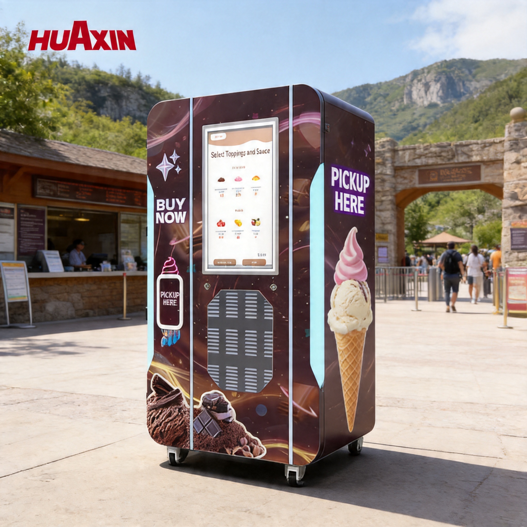 Máquina automática inteligente de helado suave| 24 / 7 Solución de Kiosco Robótico