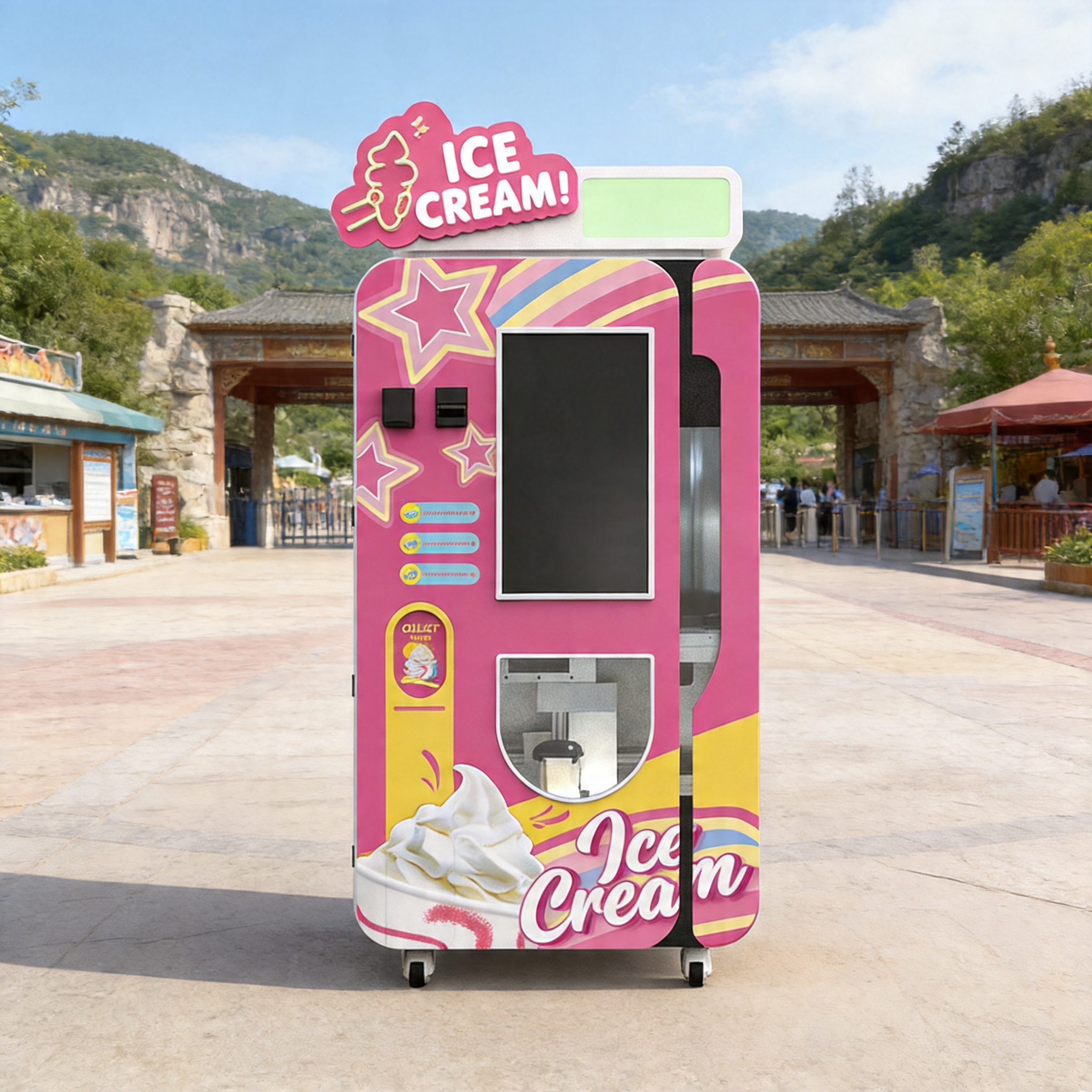 Máquina expendedora de helados multi-sabor para uso exterior e interior| Máquina expendedora de postre de alta capacidad