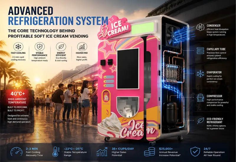 Guía definitiva para los sistemas de refrigeración en máquinas expendedoras automáticas de helados blandos