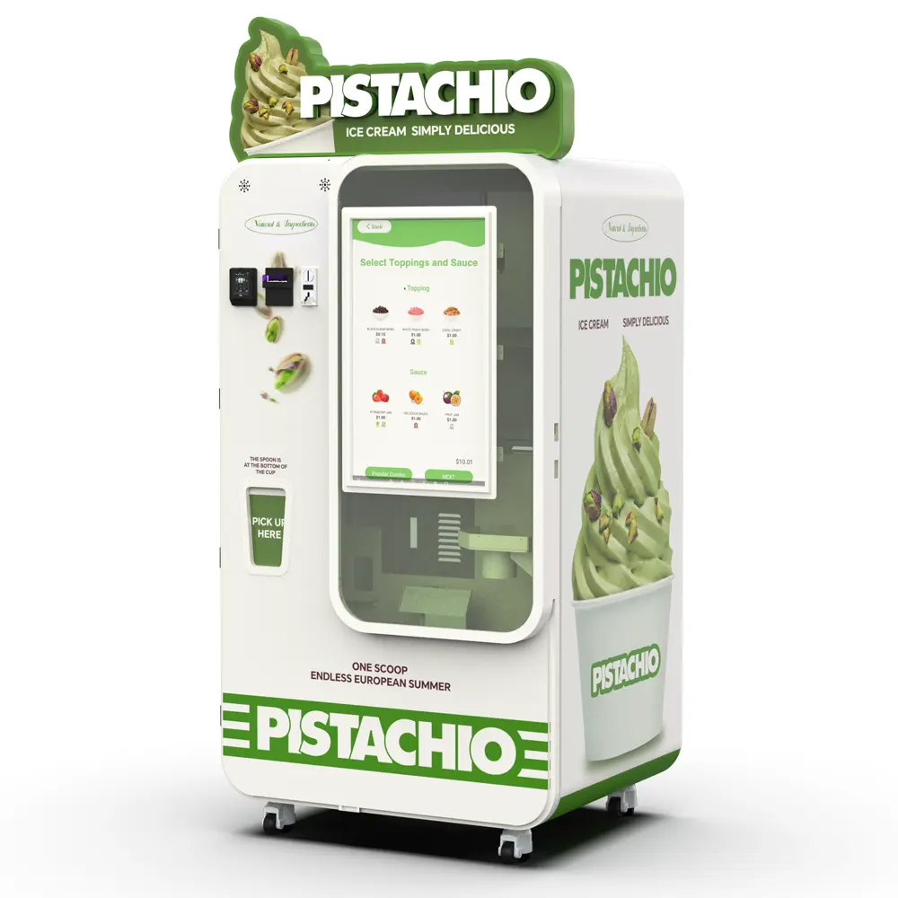 Máquina expendedora de helados robot para venta al por menor de servidores blandos automatizados
