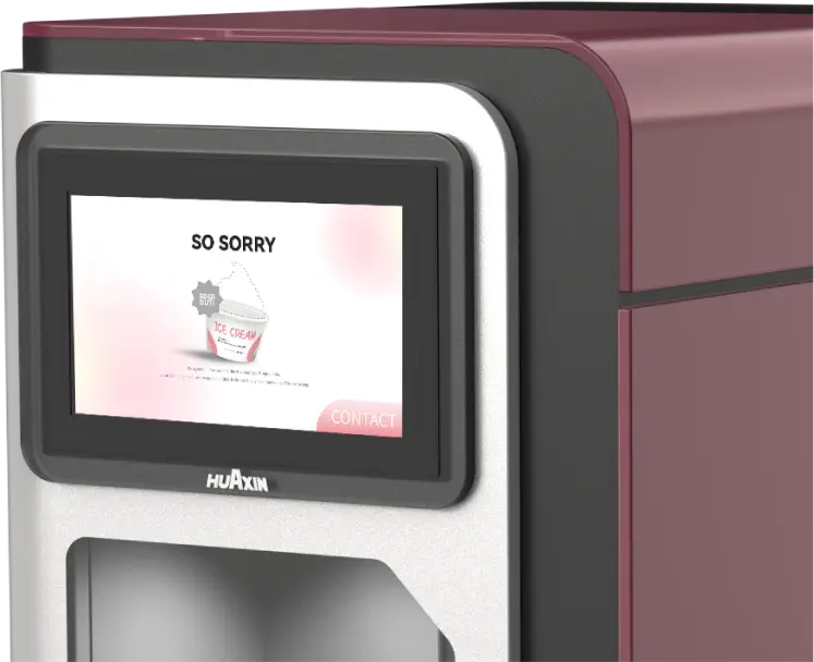 Pantalla de alertas de estado de la máquina expendedora de helado de sobremesa