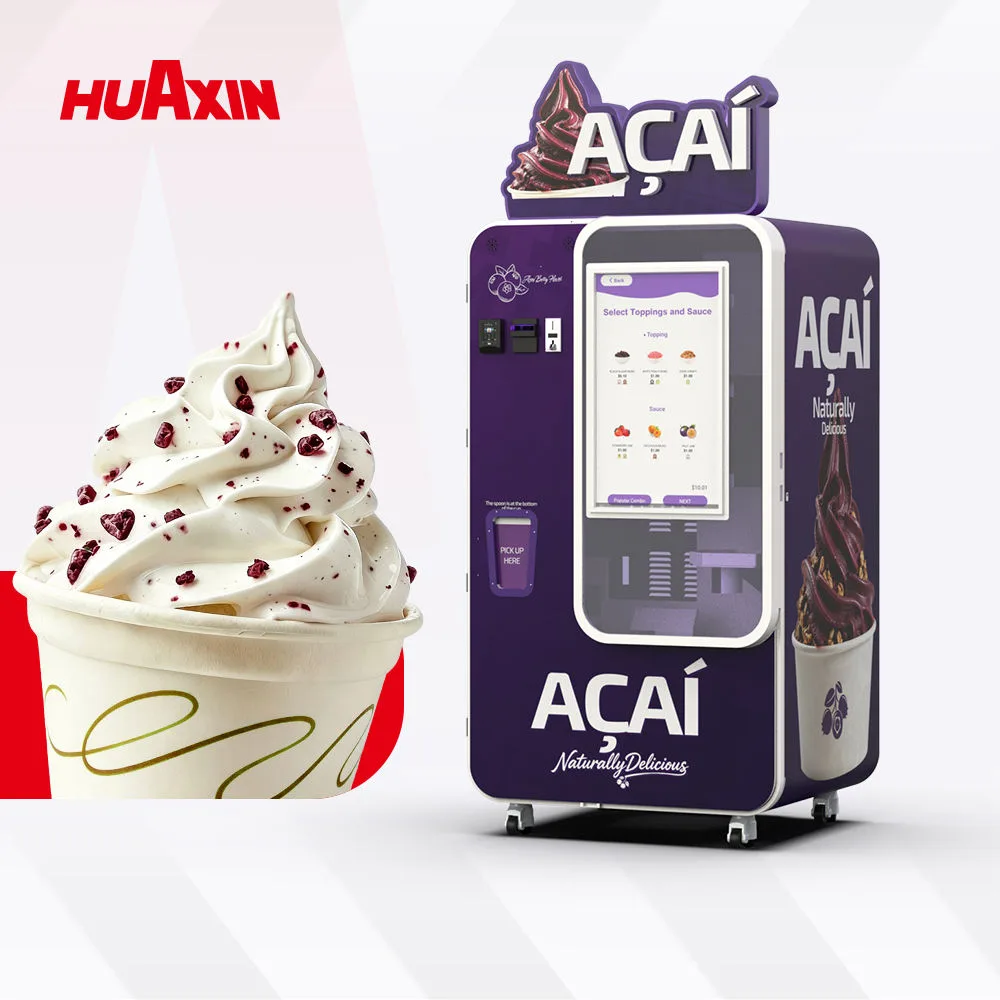 Postres congelados de autoservicio para operadores y distribuidores minoristas de Emiratos Árabes Unidos, con pago sin efectivo configurable, administración remota y exteriores de marca.