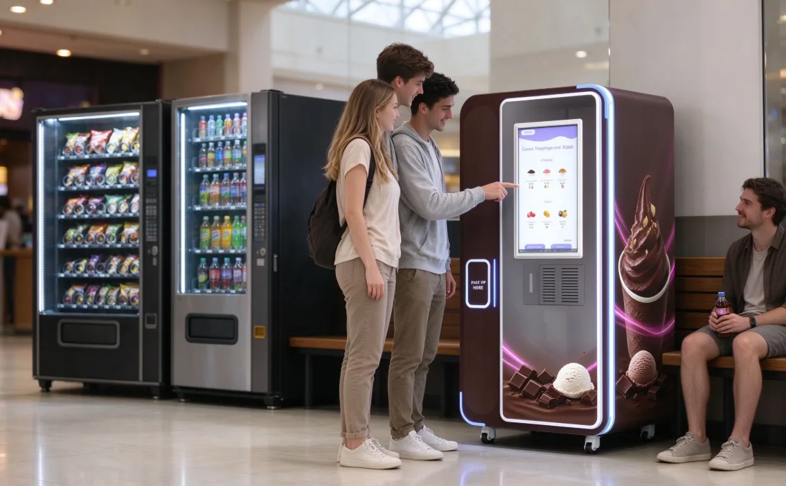 ¿Qué tipo de negocio de máquinas expendedoras es el más rentable? ¿Cómo se compara el producto Fresh Soft Serve con los bocadillos, bebidas y café?