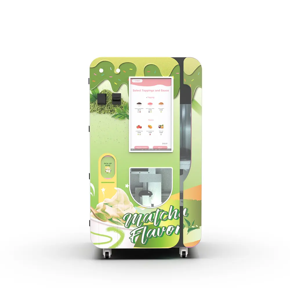 Máquina expendedora automática de helados con 32" Pantalla táctil y sabores DIY