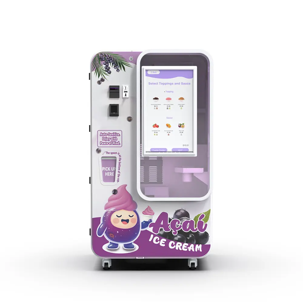 Máquina vendedora de helado| Servir 15s, 59 sabores DIY y Compresor Embraco Certificado CE