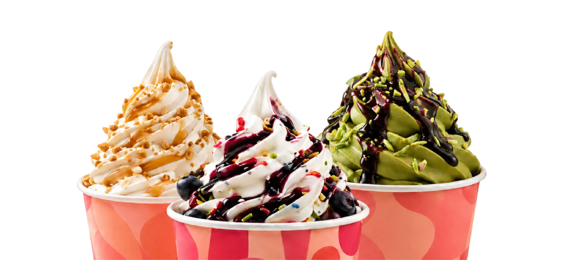 Tres vasos de helado soft
